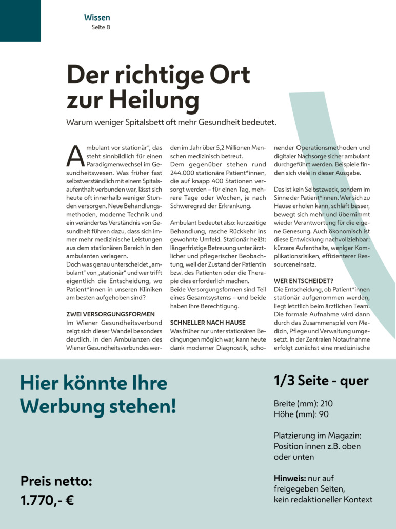 67 Magazin Inserat drittel Seite quer