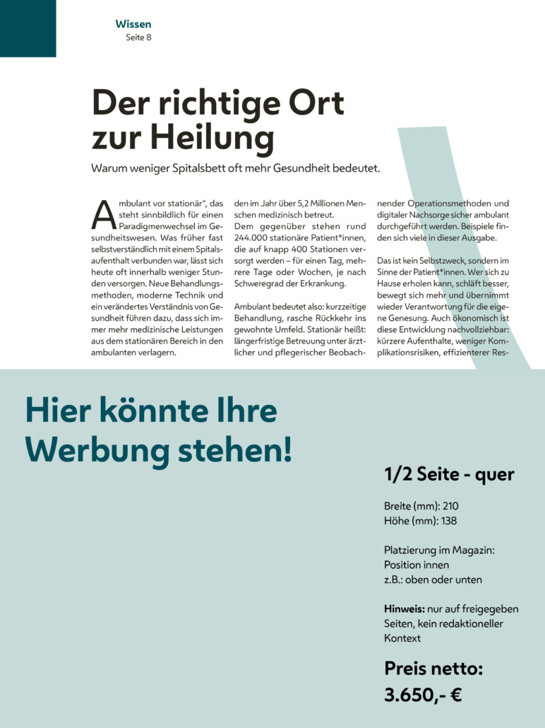 67 Magazin Inserat halbe Seite quer